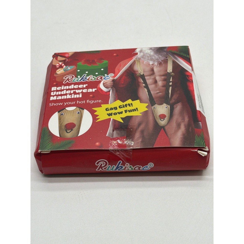 Rukisac Mens Reindeer Underwear Mankini Christmas Novelty Gift Thong One Size
